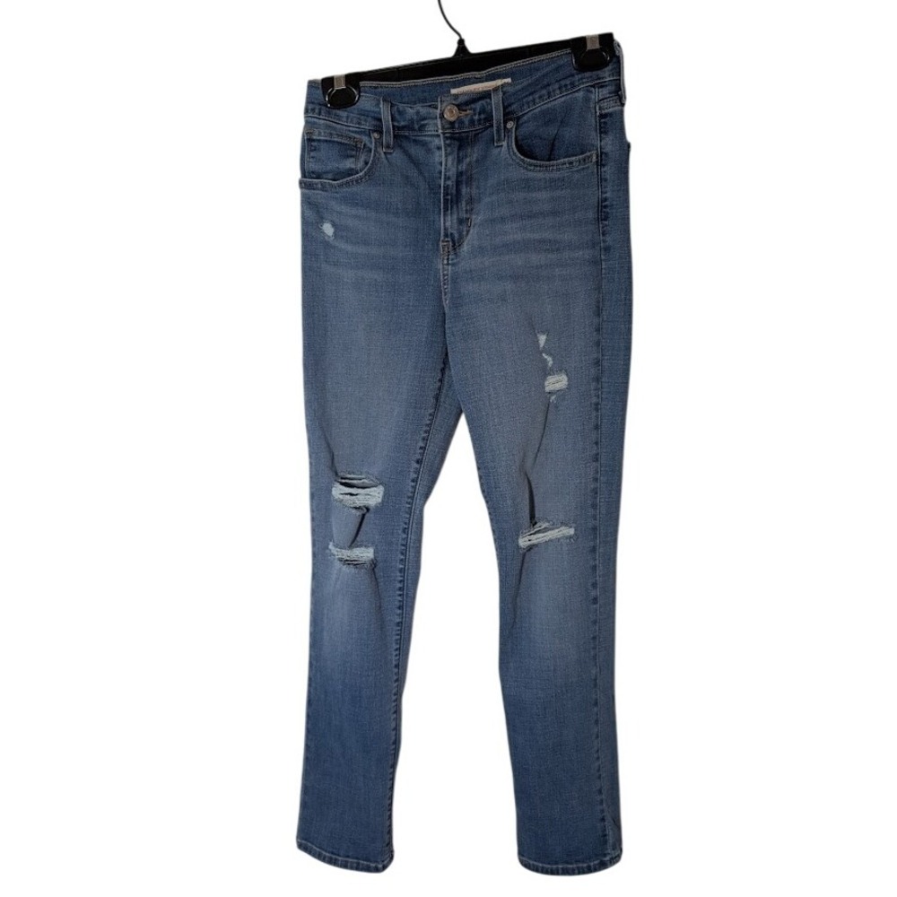 Levi's Distressed High Rise Straight ‎ Denim Blue Wash Womens Size 26